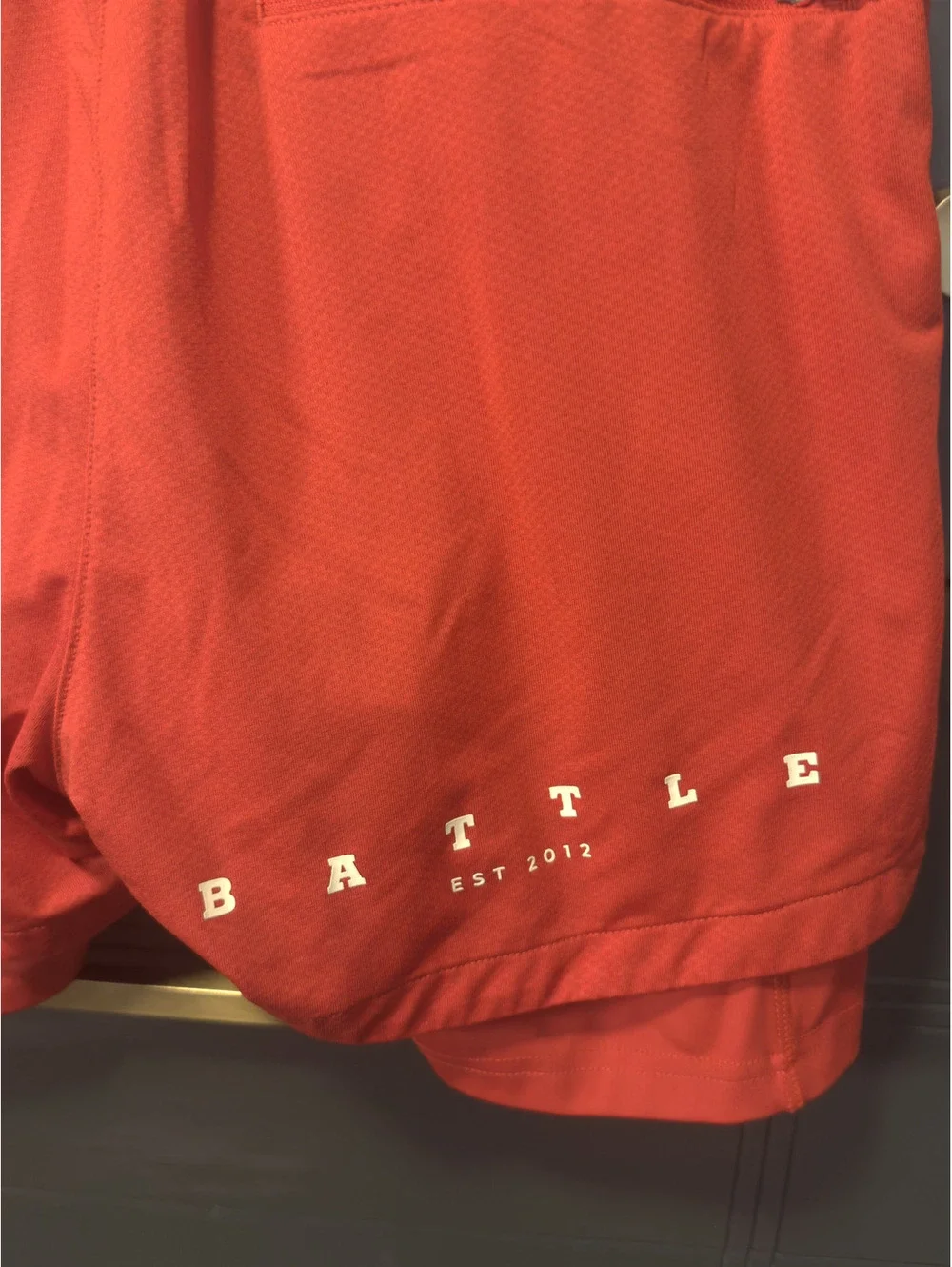Battle Athletics Red Athletic Running Shorts with Inner Compression Layer Sz S